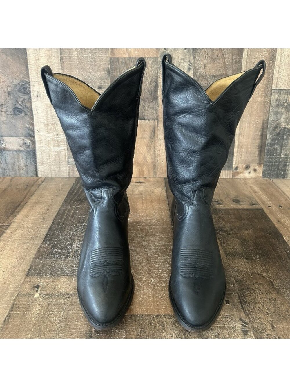 Tony Lama Vintage Classic Black Western Cowboy Boots Mens 10 D